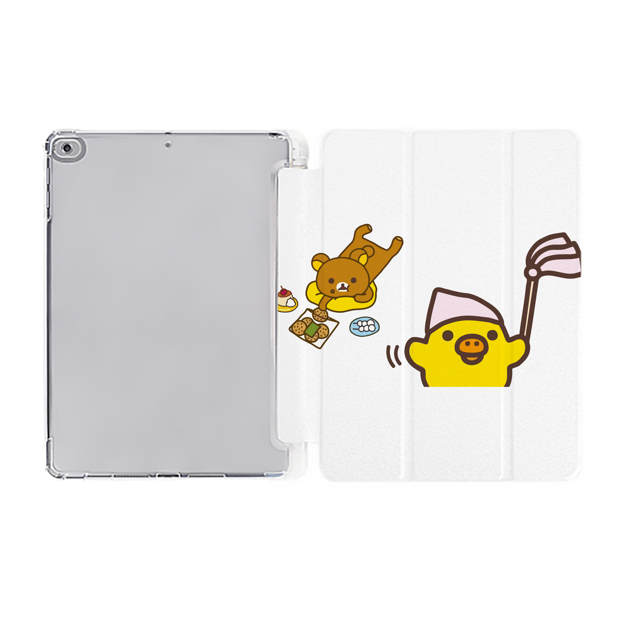 （画像用） リラックマ リラックマ キイロイトリ Rilakkuma Korilakkuma Kiiroitori IPad ケース ペン収納付き 三つ折りスタンド PUレザー×シリコン 対応機種9.5/10.5/10.9インチ